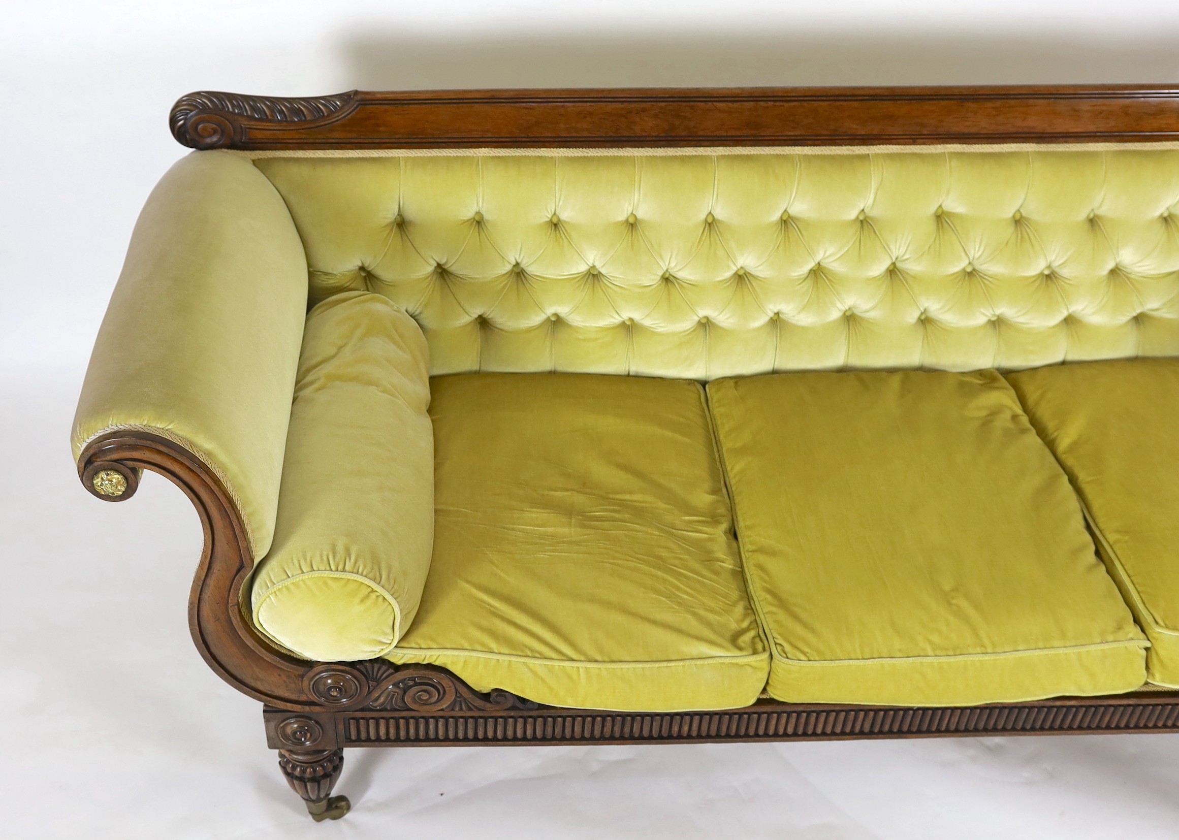 A Regency rosewood settee, W.228cm D.78cm H.90cm